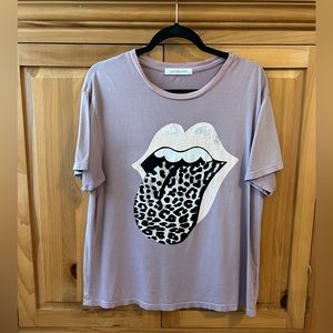 Nordstrom Daydreamer band tee. Rolling stones with velvet cheetah pattern ✨⚡️ L